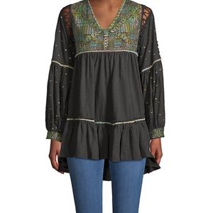 Free People Much Love Embroidered Cotton Tunic